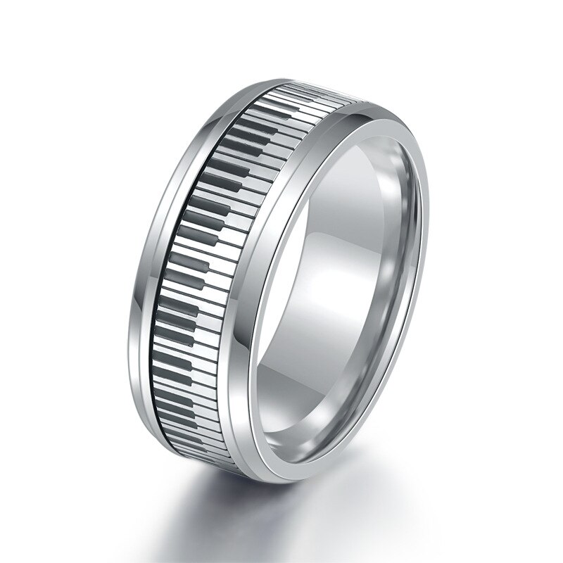 Stainless Steel Men&#39;s Rotatable Piano Pattern Ring Personality Music Lovers Jewelry Accessories: 9