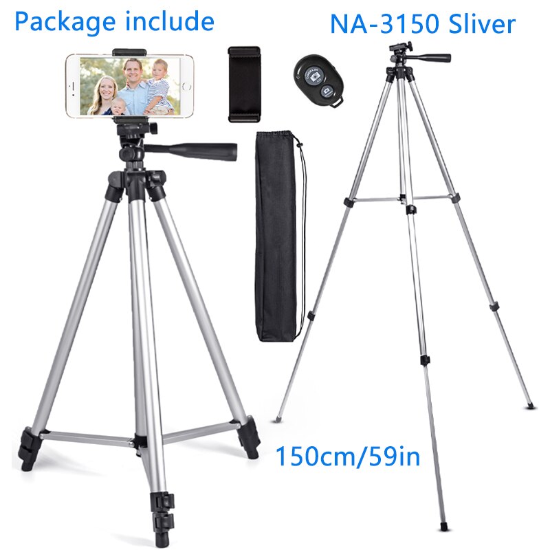 Nagnahz Statyw do telefonu 150 cm Statyw do telefonu do nagrywania wideo z pilotem Bluetooth Uniwersalny statyw do aparatu fotograficznego