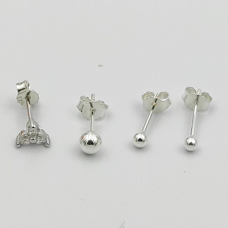 925 sterling sølv blomster cubic zirconia ørering lille kugle øre stud helix piercing smykker 4 stk/sæt