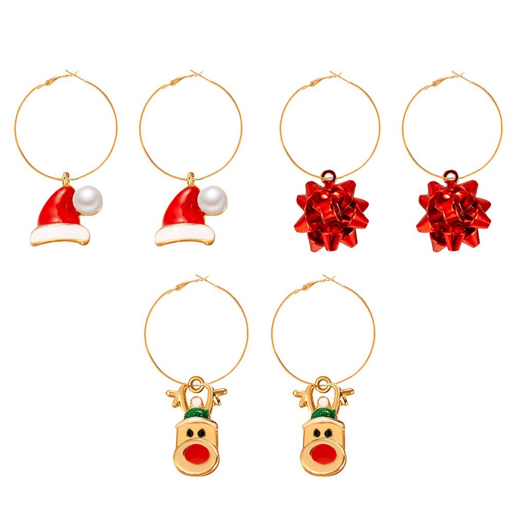 Weihnachten Weihnachten Ohrringe einstellen Für Frauen 6 Teile/satz Gemischt Weihnachten Ohrring Anhänger frauen Schmuck Süße Weihnachten: Default Title