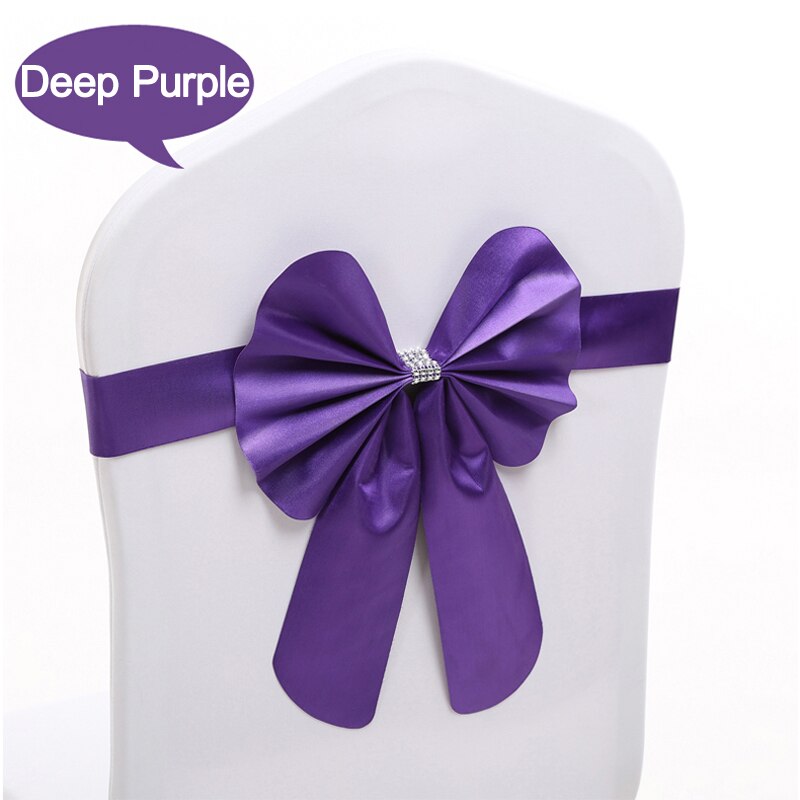 1 Stks/partij Stoel Cover Elastische Stoel Cover Stoel Terug Bloemen Boog Decoratie Hotel Bruiloft Stoel Terug: Deep Purple