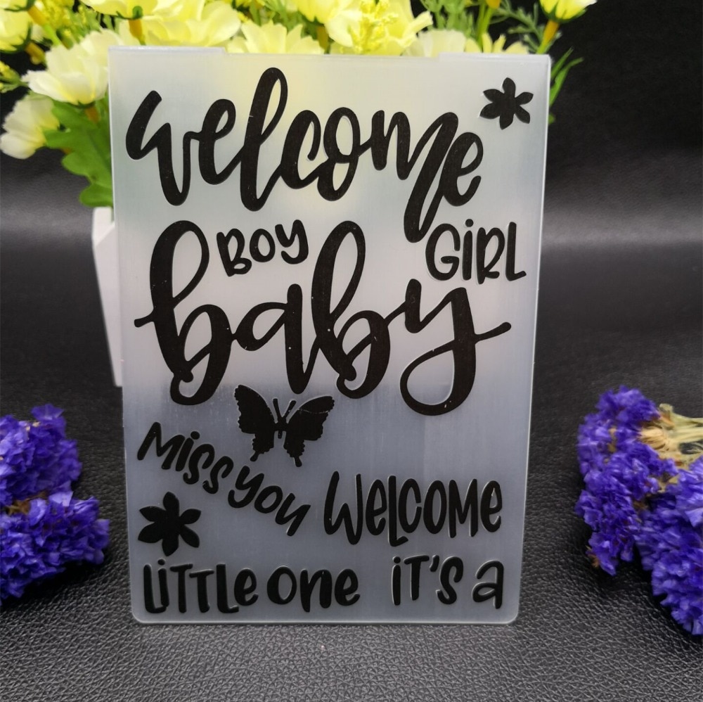 Carpeta de grabado de plástico con palabras comunes, manualidades de papel para manualidades de bebé, álbum de recortes, tarjeta de , embalaje, decoración