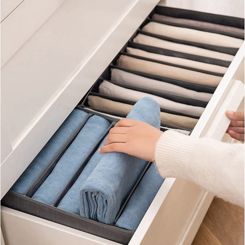 3 Piece Wardrobe Organizer, Storage Boxes, Jeans Organizer, Stackable Storage Box, Gray Storage Box for Drawers Closet
