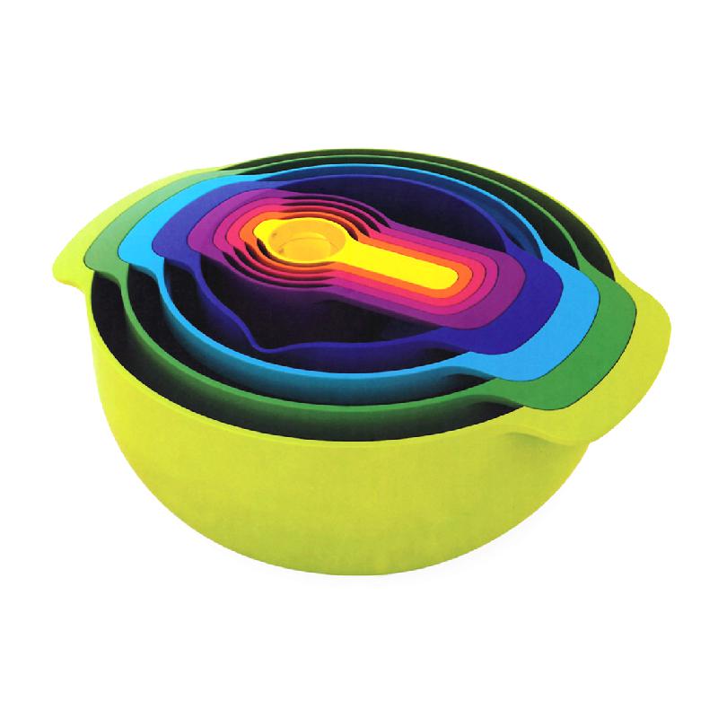 Rainbow Salad Bowl Set Baking Set Rainbow 9 Piece Set Top Pp Material Can Be Put In Dishwasher: Default Title