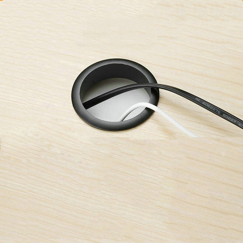 Zink legering bord kabel udgang tylle rund stik dæksel til pc bord ledning holder skab udluftningshul dekorative møbler hardware: Sort / 35mm
