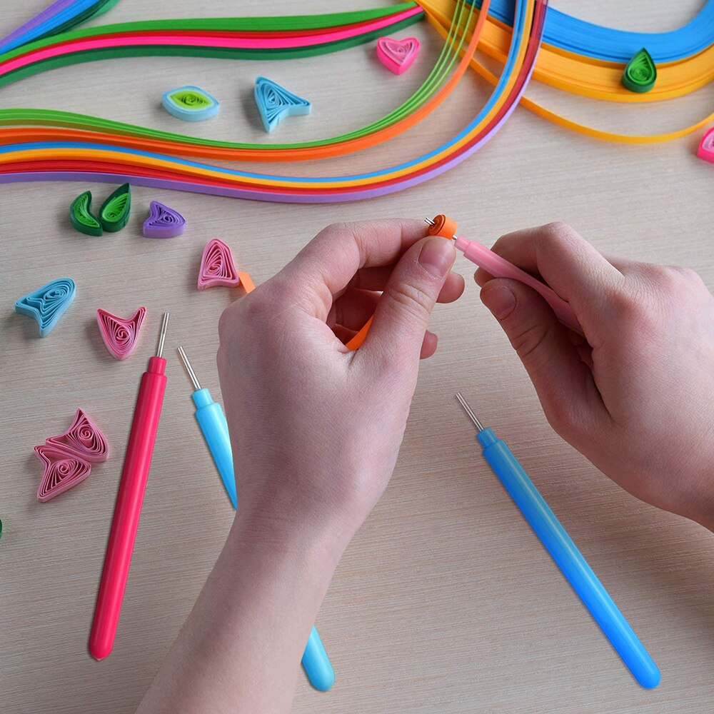 4 Kleuren Papier Quilling Gereedschap Rolling Curling Quilling Naald Pen Met 1Pcs Pincet Voor Art Craft Diy Papier Kaartmaken project