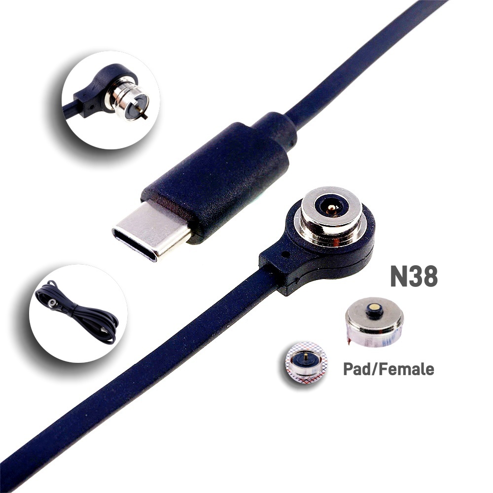 Magnetisk pogo-stift usb-c-kabel fjäderbelastad typ  c 2 4 6- positions hane hona 3a- kontakt ström dataöverföring