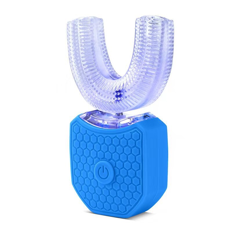 Tandenborstel Automatische Ultrasone Tanden Borstel 360 Graden Nano Silicone U-vormige Usb Oplaadbare Teethbrush Elektrische Tandenborstel: Blauw