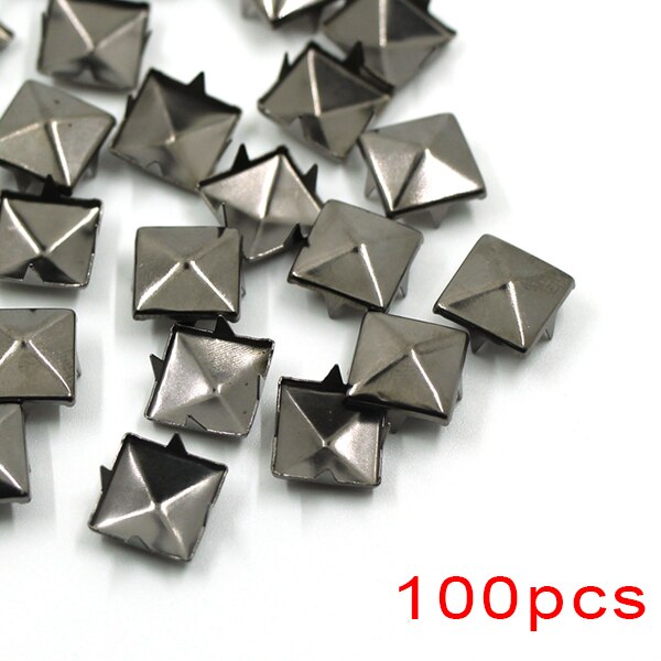 100 sztuk nity kwadratowe 4 szpilki i szpilki punkowa skórzana nity do dżinsów ubrania 6-12MM złoto/srebro/czarny/brąz nity DIY: Square Black / 7mm