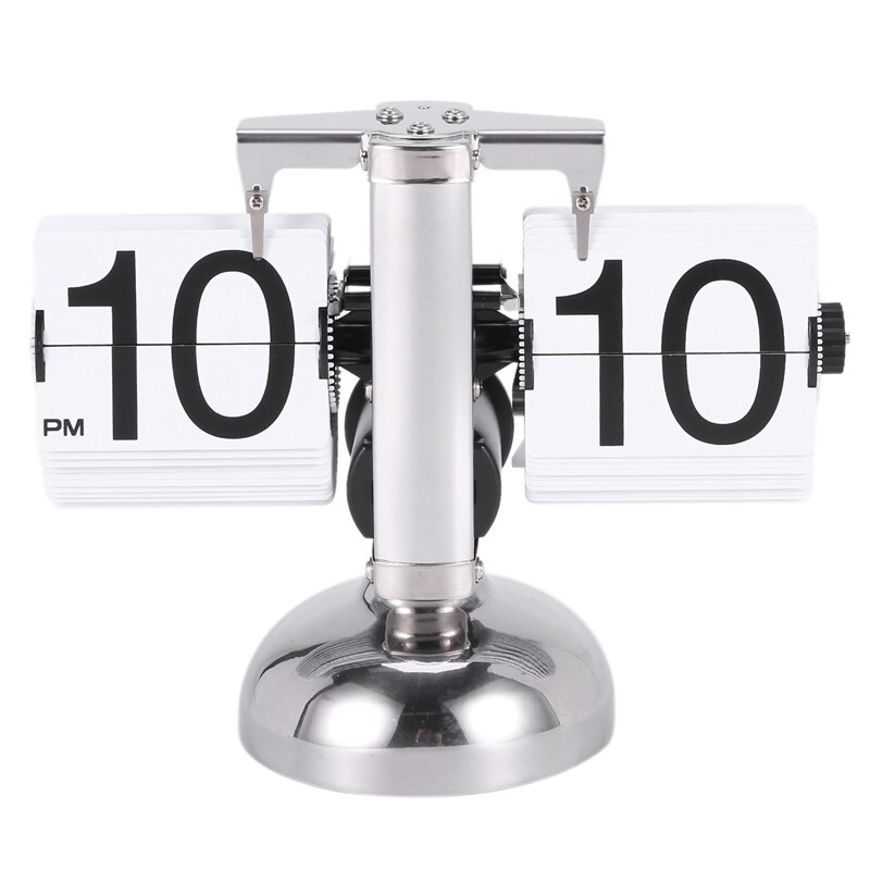 Flip Clock, Automatische Flip Clock Mechanische Klok Batterijaangedreven Retro Digitale Flip Down Klok voor Desktop Staande Muur Hangend 12H (helemaal wit