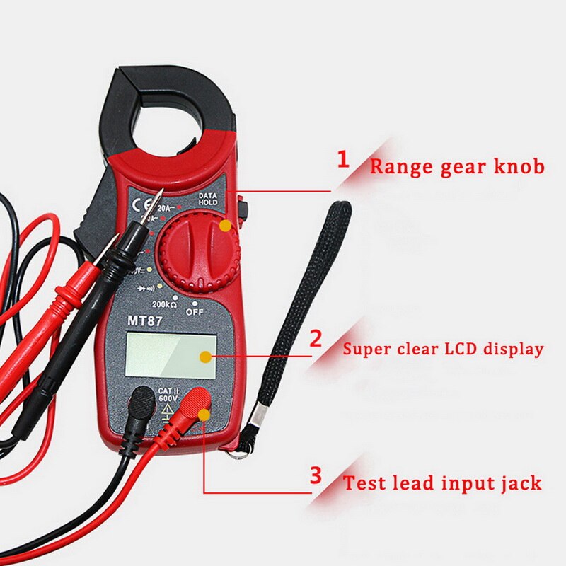 1 stk  mt87 klemmemeter lcd digital multimeter måling /dc tester motstand høykvantitet klemmemeter