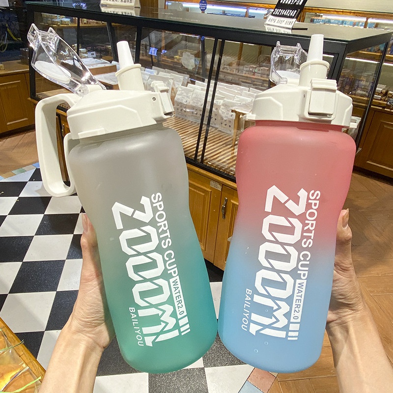 Borraccia sportiva mezzo gallone/68 una volta con cannuccia viaggi tutto&#39;aperto arrampicata bottiglie d&#39;acqua per biciclette tazze da palestra