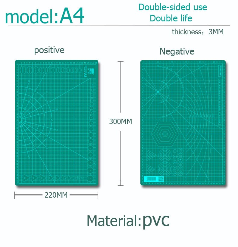 A3 & a4 syskæremåtter dobbeltsidet pladegravering skærebrætmåtte håndværktøj 1pc: A4