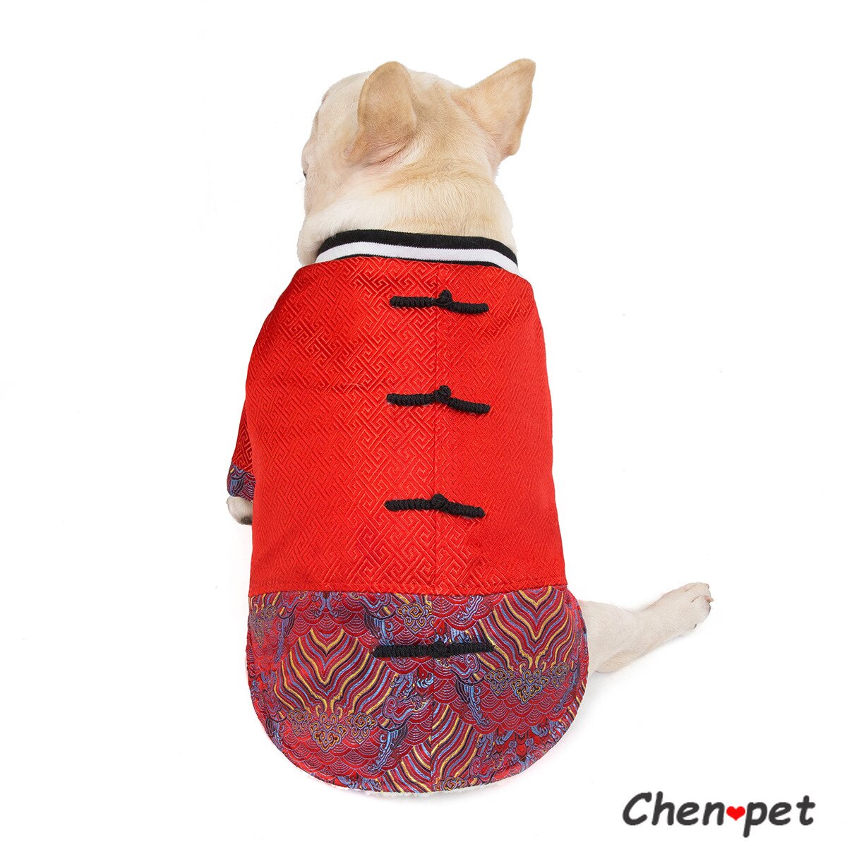 Luxury Dog Cat Year Clothes Clothes Chinese Style Party Costume Tang Suit Coat Lucky Printed Festival for Kitten Puppy