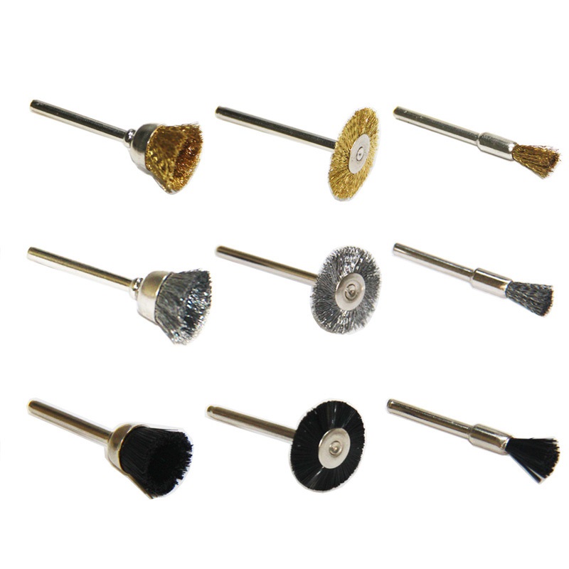 Accessoires pour le travail des métaux, roues à brosses à fils, Mini perceuse, outil rotatif de 9 pièces