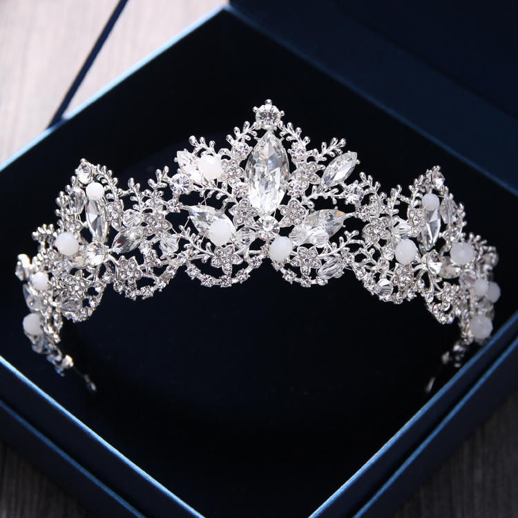 Baroque Luxury Crystal AB Bridal Crown Tiaras Light Gold Diadem Tiaras for Women Bride Wedding Hair Accessories: HG009