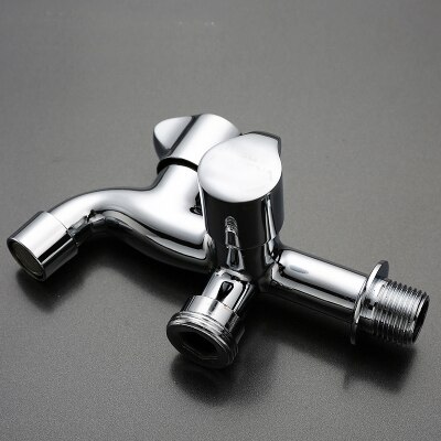 Wall Mounted Half Inch Thread Chrome 7 Models Dual Handle Cold Water Tap with two way out L17092: Pink