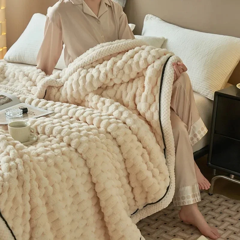 Superzachte geruite deken Warme pluche dekens voor bedden op de slaapbank Gooi deken Kantoor Dutje Trooster Sprei Koningin Quilt