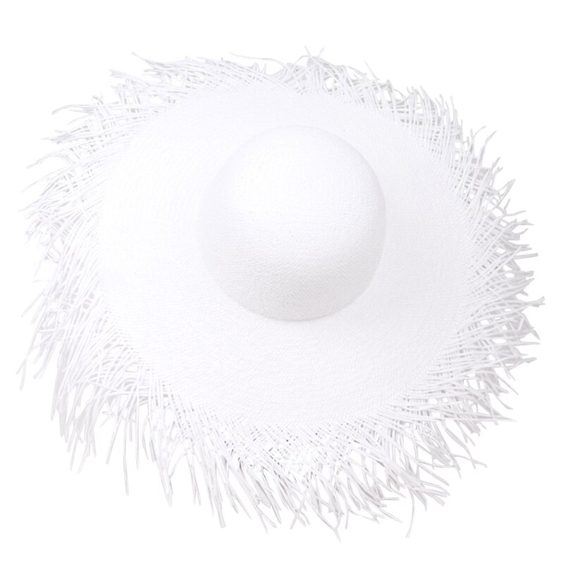 Stråhatte brede store brede brede stråhatte strand sommer store strå solhat: Hvid