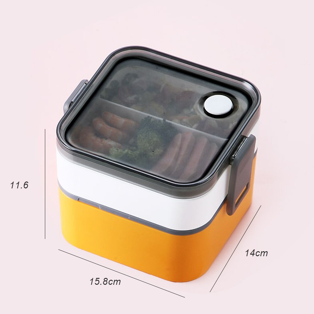 500-1100ml Portable 2 Layer Healthy Lunch Box Food Container Microwave Oven Lunch Bento Boxes With Cutlery