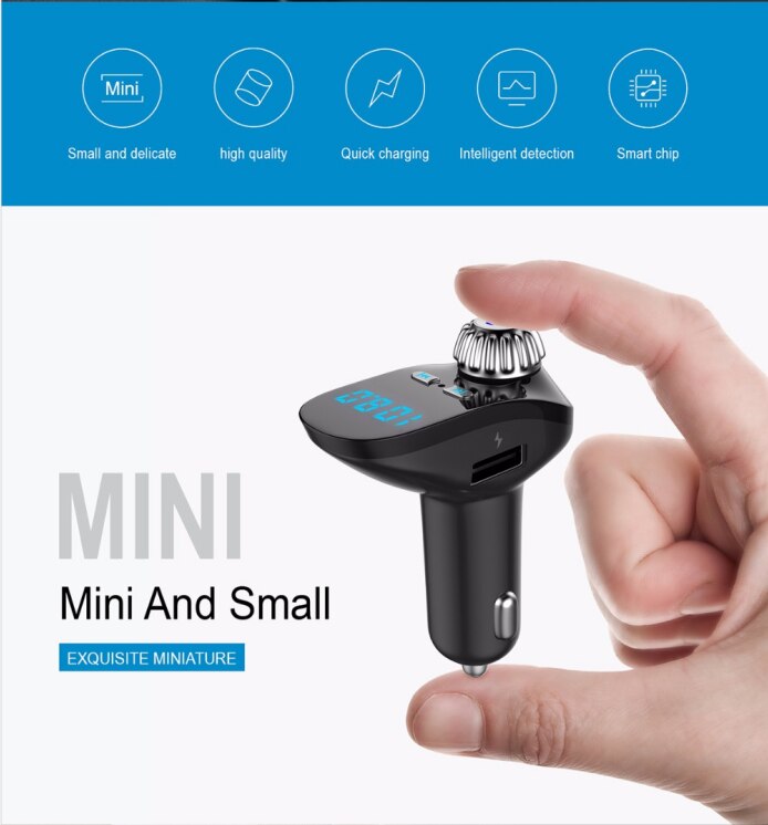 Kit de coche transmisor FM modulador manos libres inalámbrico Bluetooth Audio MP3 reproductor de música tarjeta TF 5V 3.1A cargador de coche rápido