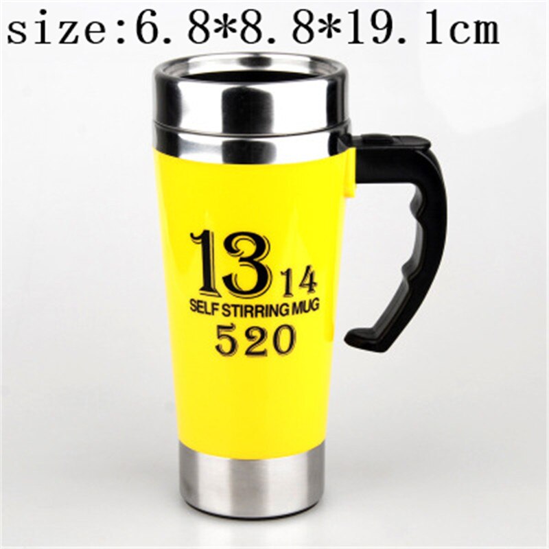 Self Stirrer Mug Automatic Double Coffee Milk Mixing Mugs Stainless Steel Thermal Insulated Cup Smart Electric Shaker Juice Cup: Yellow-1314