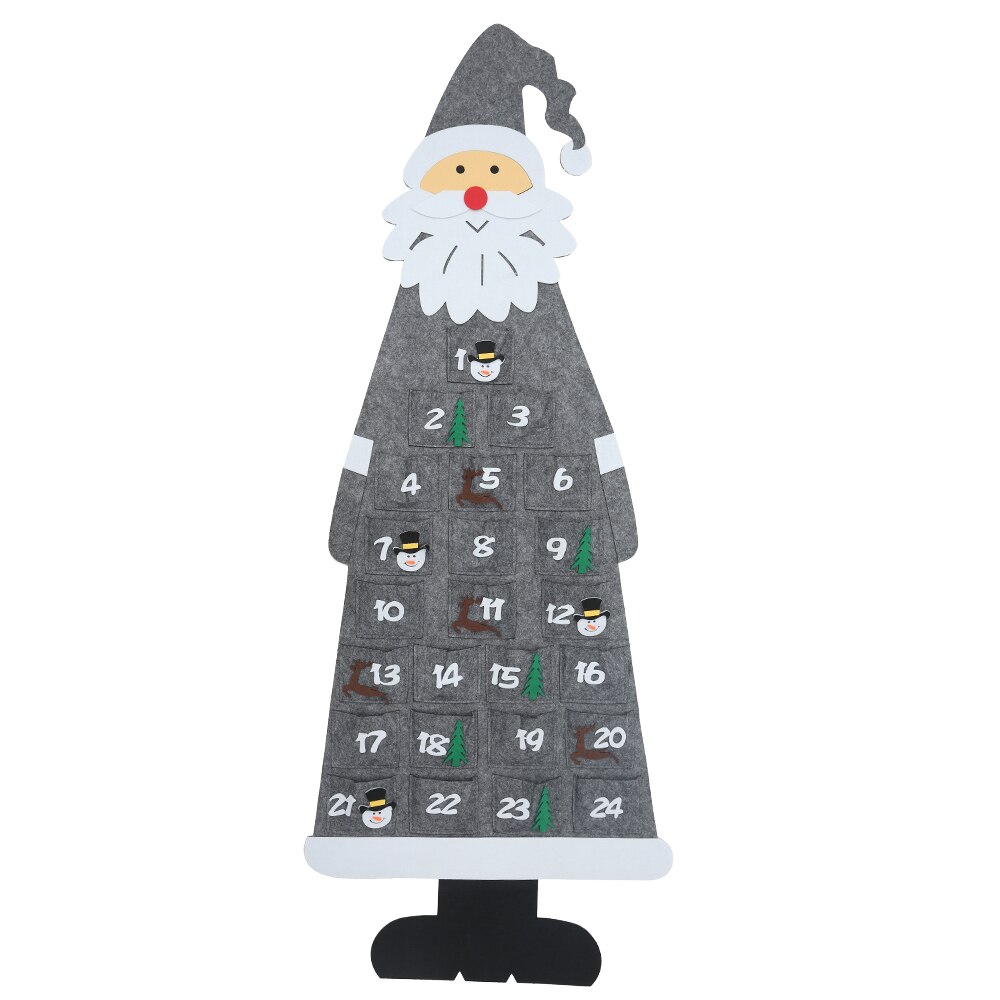 Felt Christmas Advent Calendar with Pockets Wall Hanging Santa Felt Advent Calendar 24 Days Countdown Calendar for Home Decor: Gray