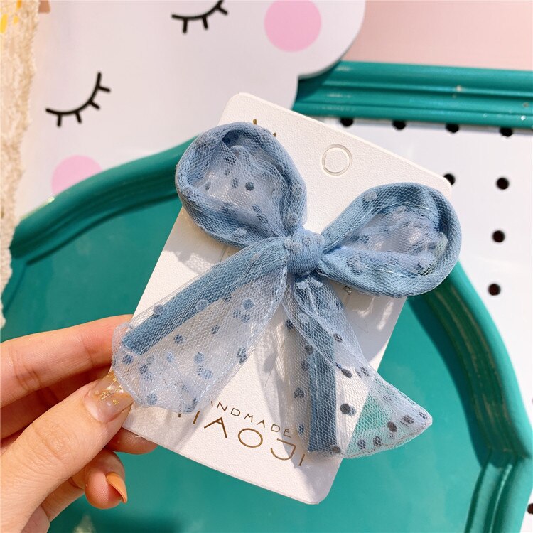 Children Sweet Lovely Candy Barrettes Bowknots Kids Lace Lovely Color Ribbon Hair Clip Bows Baby Cute Hair Accessories