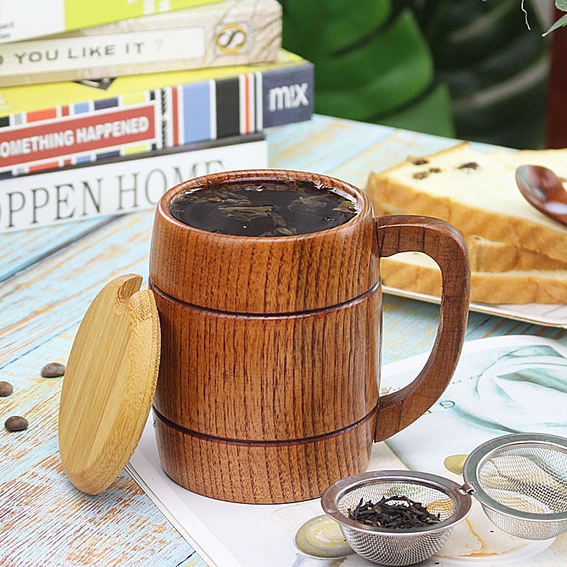 320ml Classic Style Natural Wood Cup Wooden Beer Mugs Drinking For Party Novelty Eco-friendly Drinking Supplies Tools