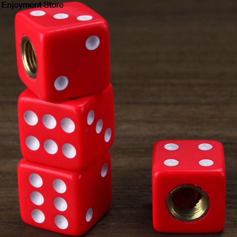 4 Pcs Red Dice Tire Air Valve Stem Caps For Car Truck Bike ATV Wheel Rims Bike Bicycle Accessories