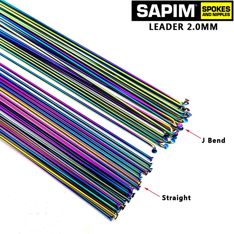 Sapim Leader-radios redondos con tapa de cobre para bicicleta, radios de Color j-bend/Rectos, 2,0