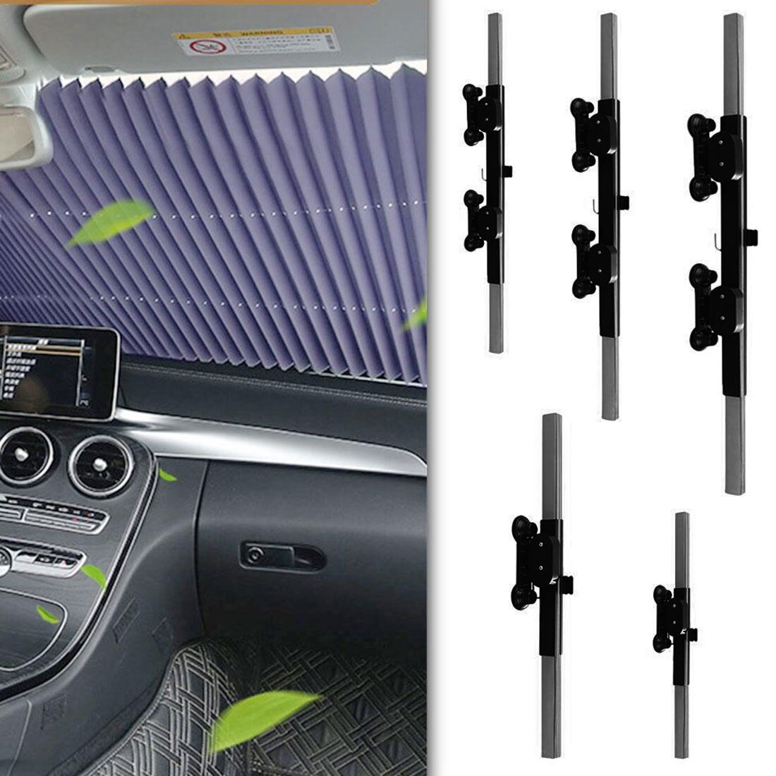 Anti-UV Car Windshield Curtain Car Sunshade Cover Retractable Set Folding Reflective Film Curtains Car Sun Shade 65cm/70cm/80cm