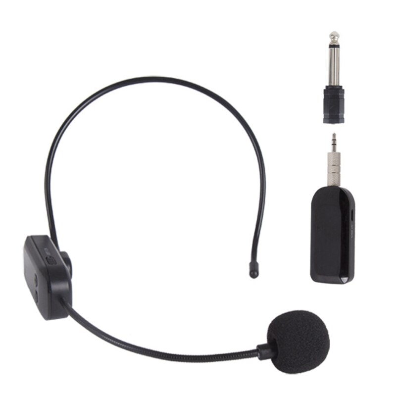 Uhf draadloze microfoonheadset 2 in- in-1 draagbare hoofdmicrofoon 40m- bereik stemversterker voor spraakonderwijs