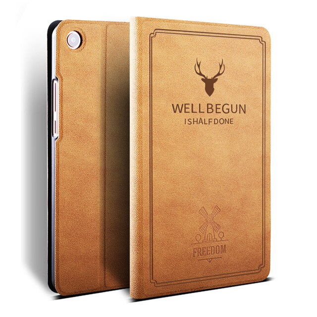 Para Xiaomi Mi Pad 4 8,0 Tablet Funda Ultra ajustado Retro plegable Flip Stand de cuero de la PU cubierta inteligente para Xiaomi MiPad 4 8: Camel