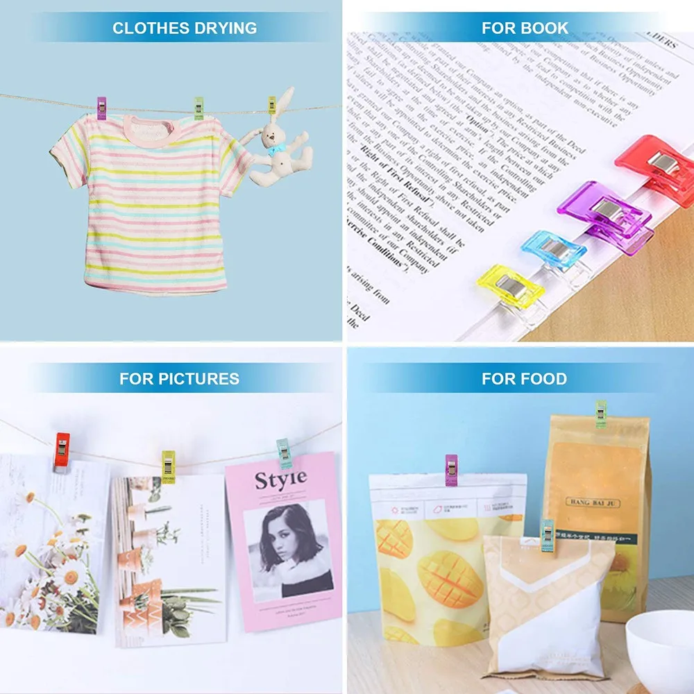 50PCS Multipurpose Sewing Colorful Plastic Craft Crocheting Knitting Safety Assorted Color Binding Clips Paper