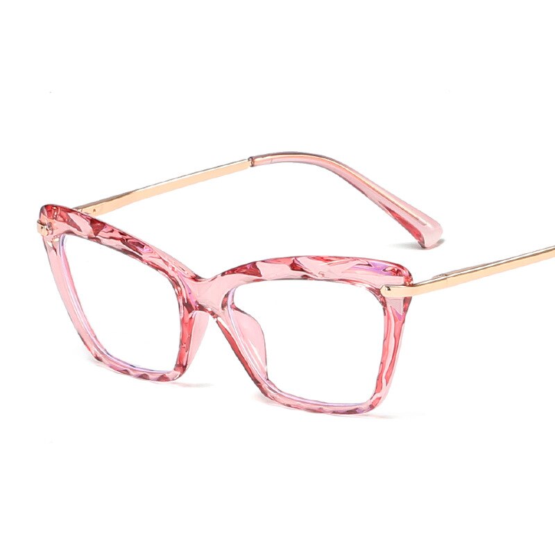 Blue Light Blocking Glasses Oversized Cat Eye Glasses Frame Crystal Woman Transparent Eyewears Clear Femme: C