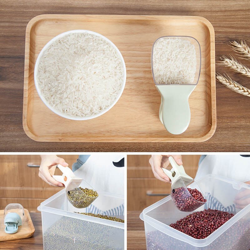 1 Pcs Eend Vorm Water Lepel Multifunctionele Rijst Maatbeker Rijst Schop Plastic Granen Rijst Zakken Afdichting Clip Keuken Gadgets