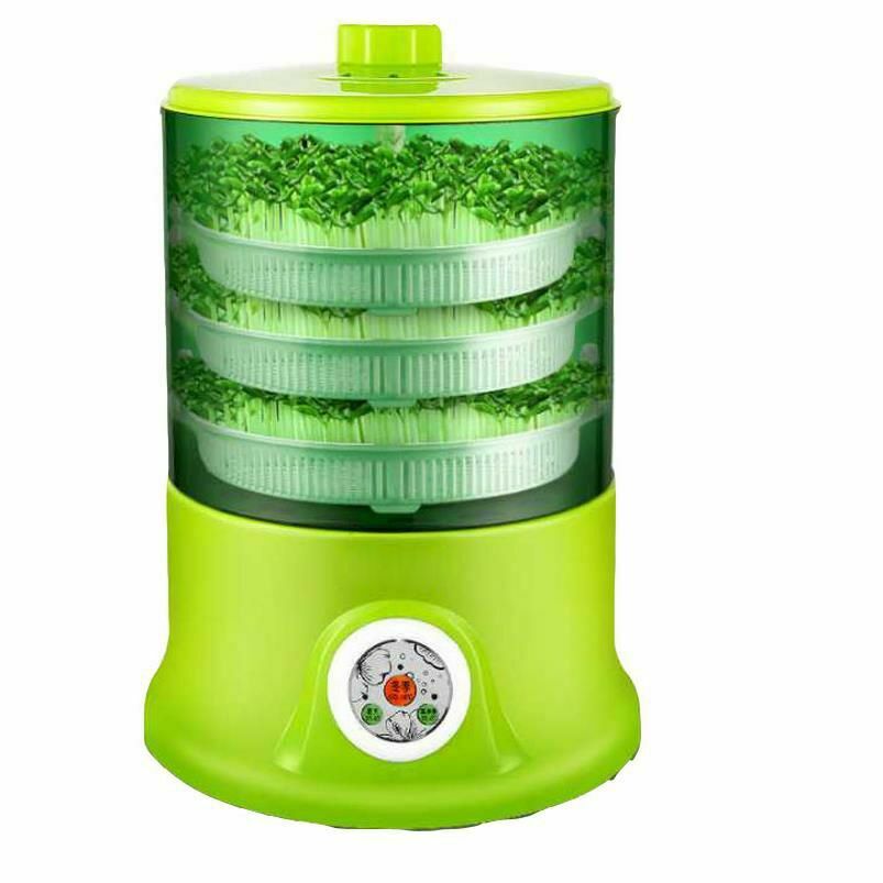 Household 2/3 Layers Bean Sprouts Automatic Electric Multi-functional Healthy Green Seeds Growing Bean Sprout Machine: Green three layers / UK