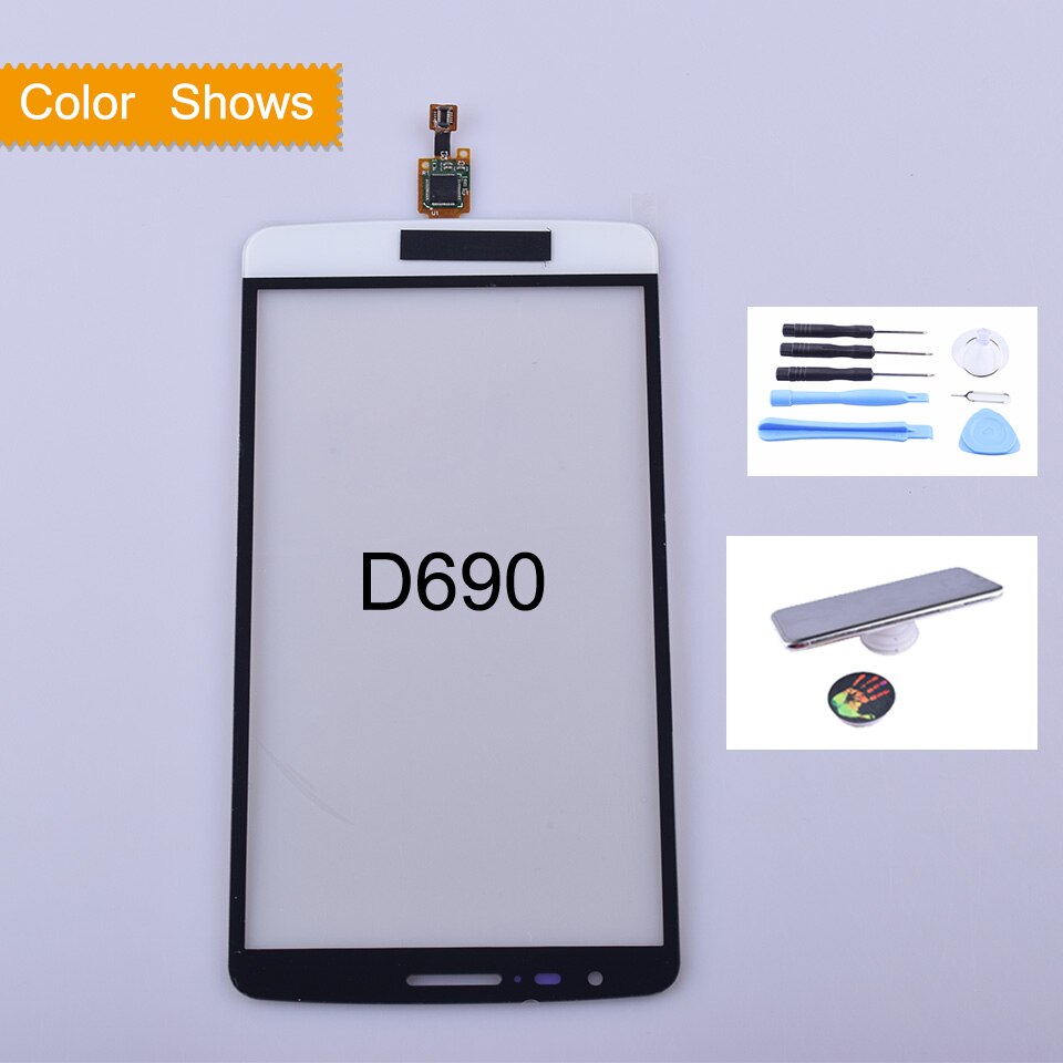 Touchscreen  d690 voor lg  g3 stylus  d690n d690 touchscreen digitizer sensor glazen lens paneel zwart wit goud vervangende onderdelen: Wit met cadeau