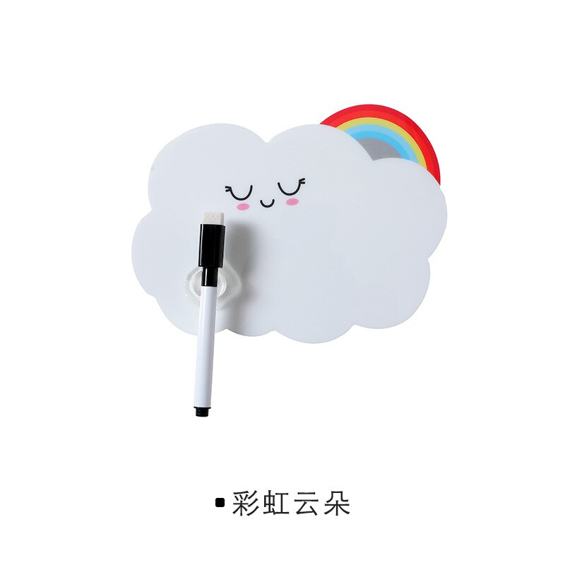 1 Juego de notas adhesivas para frigorífico con bolígrafo, tablero de mensajes regrabable, etiqueta para mensaje decorativa para nevera, decoración del hogar: Clouds