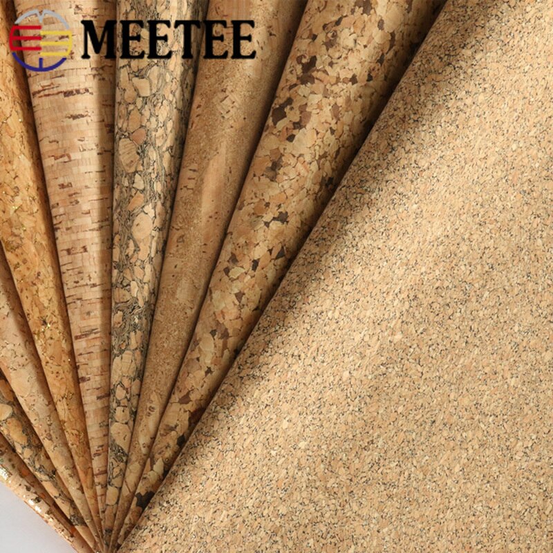 Meetee 90X137cm sacs de bricolage en tissu cuir liège naturel | 0.5mm d'épaisseur, chaussures, bagage artisanal fait à la main, matériel de décoration en Grain de bois, fourniture