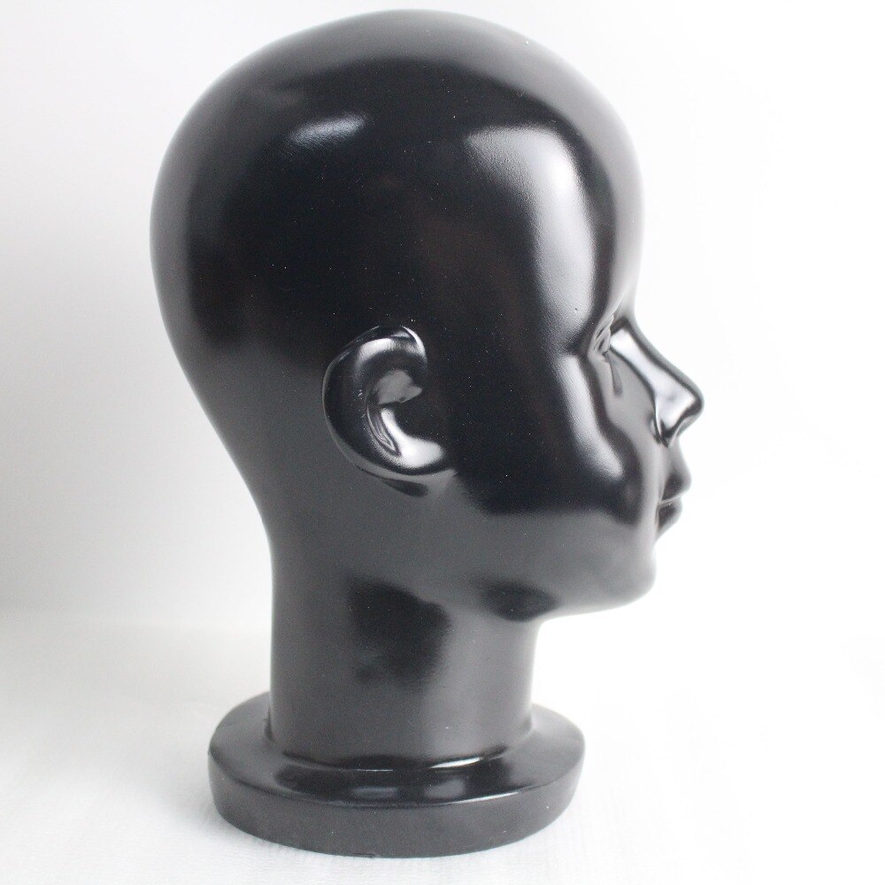 Black Fiberglass Child Children Kid Mannequin Head For Wig And Hat Display
