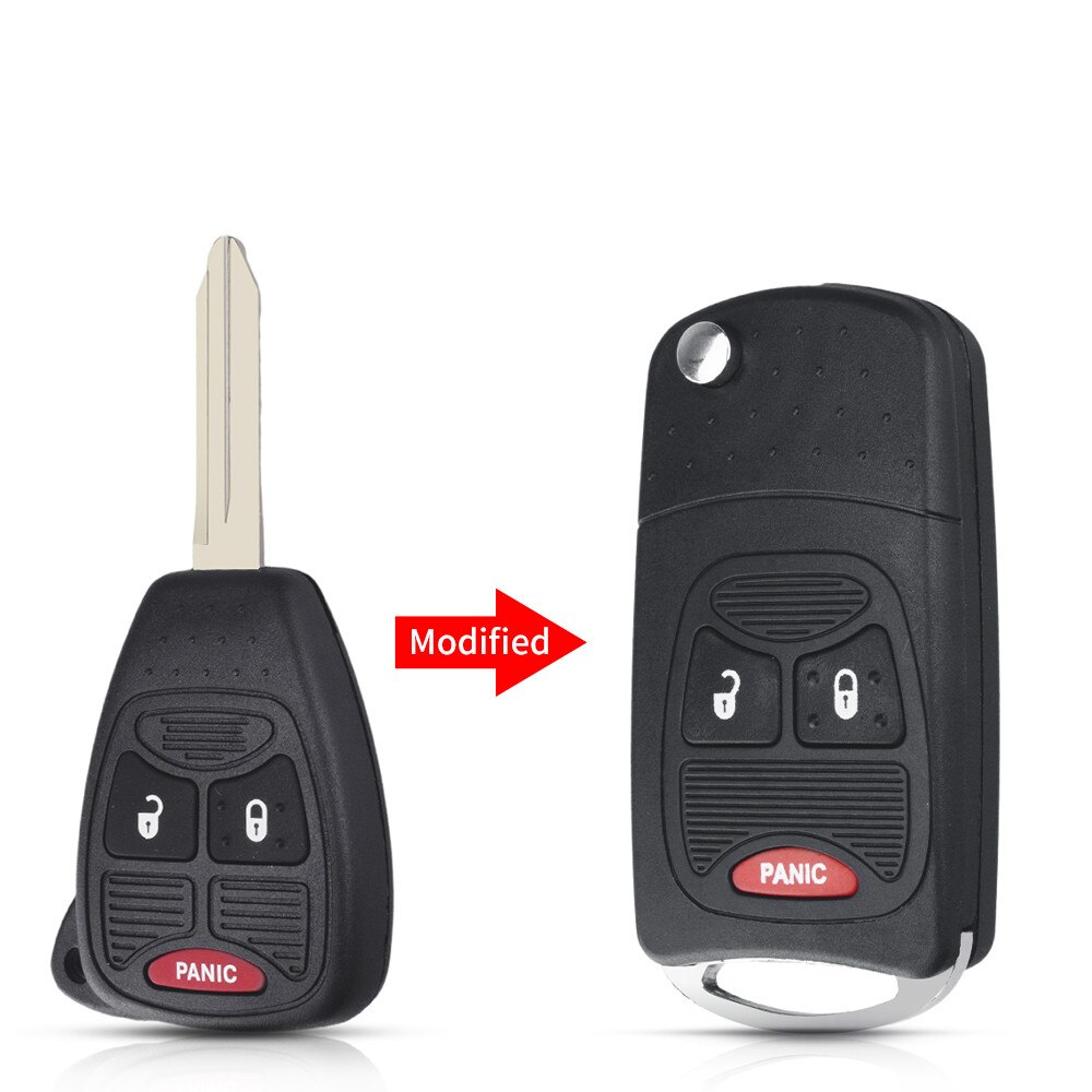 KEYYOU For Chrysler For Jeep For Dodge Ram 1500 Caliber Nitro Ram 2500 Ram 3500 Fob 3 Buttons Modified Flip Car Remote Key Shell: Modified Key