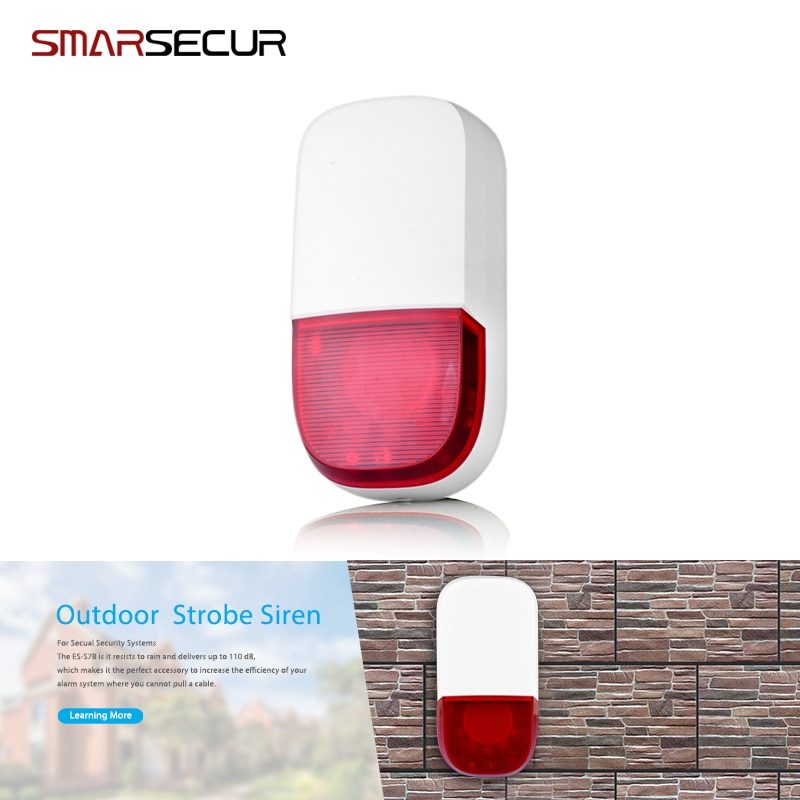 Sirena inalámbrica para exteriores, sirena flash de 433 MHz, para H6, de sistema de alarma