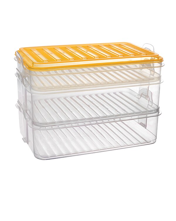 Plastic 3 Layers, 3 Reservoirs, Fruit, Vegetable, Frozen Food, Storage Container, Box Refrigerator Kitchen Organizer, Bpa Free