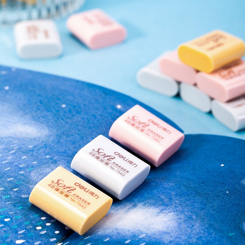 4Pcs 3Colors Soft 4B Rubber Erasers Students School Test Answer Card Pencil Eraser Homework Draw Art Class Wipe Clean Safe 7543