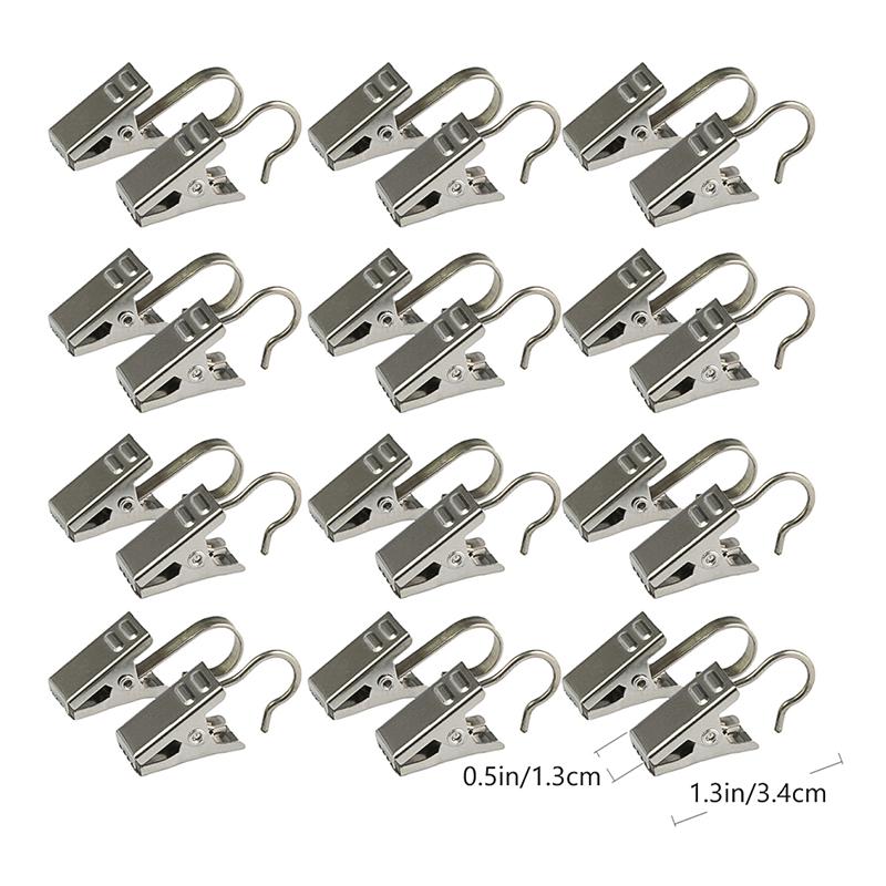 1 Set 50 Stuks Rvs Gordijn Clips Praktische Gordijn Haken (Staal Kleur)