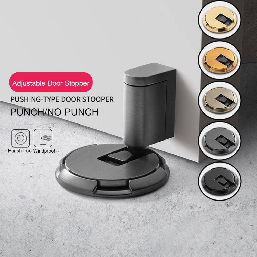 Magnetic Door Stopper No Drilling Silent Floor Door Stop with Screws Adhesive Adjustable Mechanical Magnetic Door Stopper