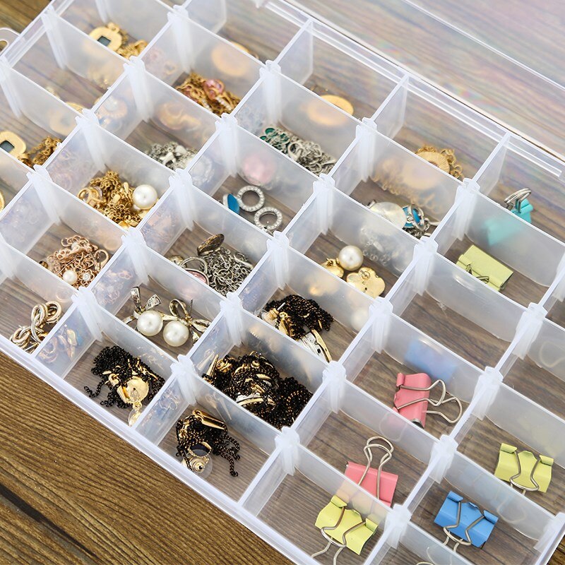 Cajas pequeñas de almacenamiento de plástico transparente extraíbles para ordenar pendientes, anillos, cuentas, cajas de acabado de joyería, 8/10/15/24 rejillas
