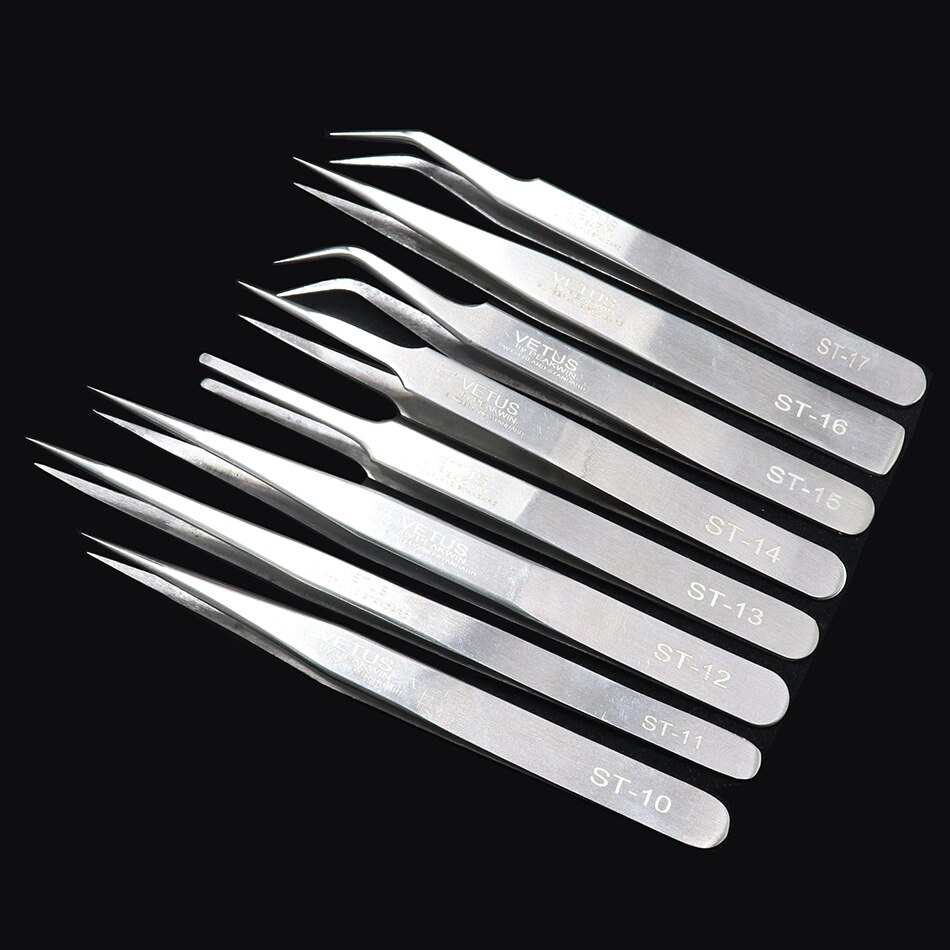 100% echtes Vetus ST Serie Ultra Präzision Edelstahl Pinzette Erweiterung Anti Säure ESD Anti-Statische Edelstahl Pinzette